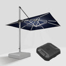 PURPLE LEAF Square Cantilever Umbrella with Base, Outdoor Umbrellas with Lights