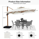 PURPLE LEAF Double Top Square Aluminum Umbrellas in Wood Color