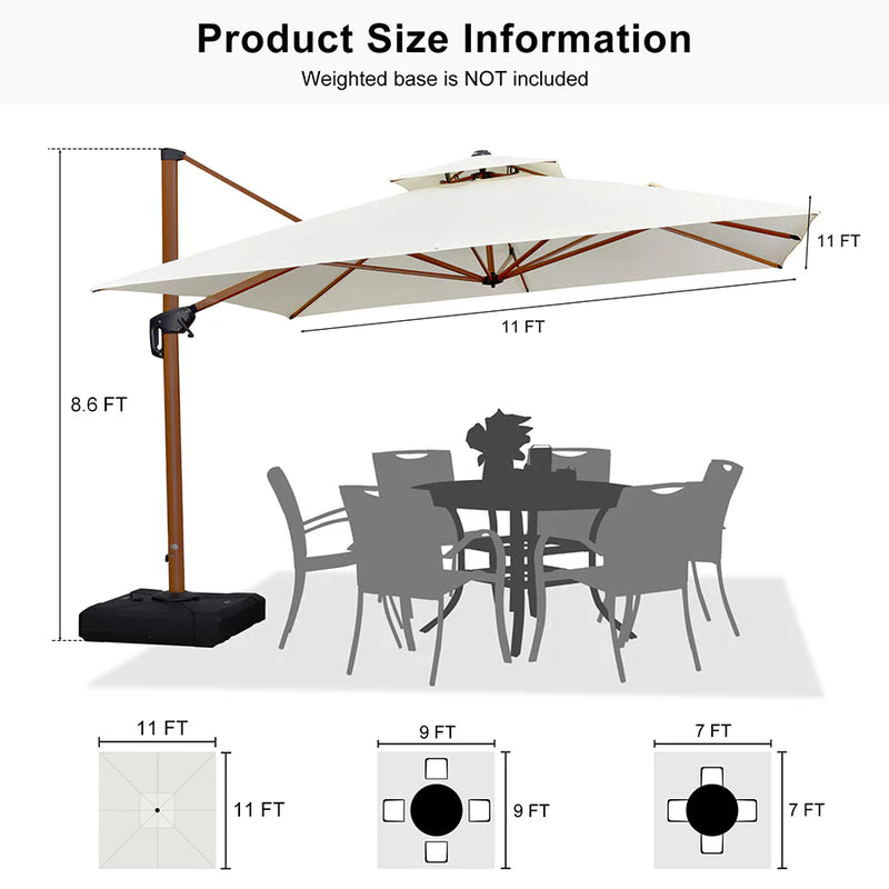 PURPLE LEAF Double Top Square Aluminum Umbrellas in Wood Color