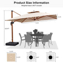 PURPLE LEAF Double Top Square Aluminum Umbrellas in Wood Color
