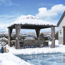 PURPLE LEAF Grey Hardtop Gazebo with Heavy Duty Galvanized Steel Double Roof with Netting and Curtains