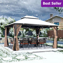 PURPLE LEAF Outdoor Hardtop Gazebo for Garden Bronze Double Roof Aluminum Frame Pavilion