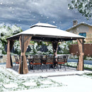 PURPLE LEAF Outdoor Hardtop Gazebo for Garden Bronze Double Roof Aluminum Frame Pavilion