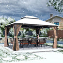 PURPLE LEAF Outdoor Hardtop Gazebo for Garden Bronze Double Roof Aluminum Frame Pavilion