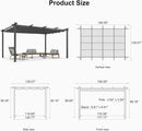 PURPLE LEAF Outdoor Pergola with Retractable Canopy Aluminum Shelter for Porch Garden Beach