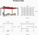 PURPLE LEAF Outdoor Pergola with Retractable Canopy Aluminum Shelter for Porch Garden Beach