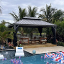 PURPLE LEAF Patio Gazebo for Backyard Hardtop Galvanized Steel Frame with Upgrade Curtain Light Grey