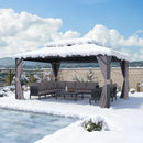 PURPLE LEAF Grey Hardtop Gazebo with Heavy Duty Galvanized Steel Double Roof with Netting and Curtains