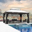 PURPLE LEAF Patio Gazebo for Backyard Hardtop Galvanized Steel Frame with Upgrade Curtain Light Grey