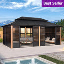 PURPLE LEAF Patio Hardtop Gazebo Double Galvanized Roof Outdoor Screen House Aluminum Solarium Backyard Sunroom