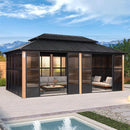 PURPLE LEAF Patio Hardtop Gazebo Double Galvanized Roof Outdoor Screen House Aluminum Solarium Backyard Sunroom