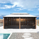 PURPLE LEAF Patio Hardtop Gazebo Double Galvanized Roof Outdoor Screen House Aluminum Solarium Backyard Sunroom