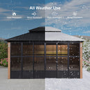 PURPLE LEAF Patio Hardtop Gazebo Double Galvanized Roof Outdoor Screen House Aluminum Solarium Backyard Sunroom