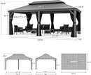 PURPLE LEAF Patio Gazebo for Backyard Hardtop Galvanized Steel Frame with Upgrade Curtain Light Grey