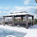 PURPLE LEAF Grey Hardtop Gazebo with Heavy Duty Galvanized Steel Double Roof with Netting and Curtains