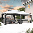 PURPLE LEAF Patio Gazebo for Backyard Hardtop Galvanized Steel Frame with Upgrade Curtain Light Grey