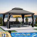 PURPLE LEAF Patio Gazebo for Backyard Hardtop Galvanized Steel Frame with Upgrade Curtain Light Grey