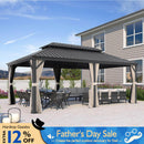 PURPLE LEAF 12' X 20' Outdoor Hardtop Gazebo for Patio Grey Aluminum Frame Pavilion with Khaki curtains
