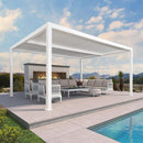PURPLE LEAF Athena Louvered Pergola Modern White Pergola with Adjustable Roof for Deck Backyard Garden