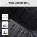 PURPLE LEAF Sunroom Hardtop Gazebo with Wood Grain Columns Black Frame Double Roof Galvanized Steel Solarium All-Weather Screen House with String Lights