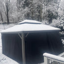 PURPLE LEAF Patio Gazebo for Pool Light Grey Hardtop Galvanized Steel Roof with String Lights-clear