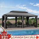 PURPLE LEAF Patio Gazebo for Backyard Hardtop Galvanized Steel Frame with Upgrade Curtain Light Grey