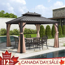 PURPLE LEAF Outdoor Hardtop Gazebo for Garden Bronze Double Roof Aluminum Frame Pavilion