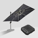 PURPLE LEAF Square Cantilever Umbrella with Base, Outdoor Umbrellas with Lights
