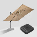 PURPLE LEAF Square Cantilever Umbrella with Base, Outdoor Umbrellas with Lights