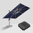 PURPLE LEAF Square Cantilever Umbrella with Base, Outdoor Umbrellas with Lights