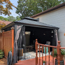 PURPLE LEAF Patio Gazebo for Backyard Grey Hardtop Galvanized Steel Roof Awning with Upgrade Curtain