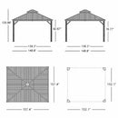 PURPLE LEAF Patio Gazebo for Backyard Grey Hardtop Galvanized Steel Roof Awning with Upgrade Curtain