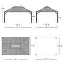 PURPLE LEAF Patio Gazebo for Backyard Grey Hardtop Galvanized Steel Roof Awning with Upgrade Curtain