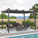 PURPLE LEAF Outdoor Retractable Pergola Patio Shelter for Garden Porch Beach Pavilion Grill Gazebo