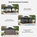 PURPLE LEAF Patio Gazebo for Backyard Grey Hardtop Galvanized Steel Roof Awning with String Lights-clear