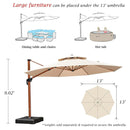 PURPLE LEAF Double Top Round Aluminum Patio Umbrella in Wood Color