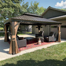 PURPLE LEAF Outdoor Hardtop Gazebo for Garden Bronze Double Roof Aluminum Frame Pavilion