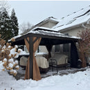 PURPLE LEAF Outdoor Hardtop Gazebo for Garden Bronze Double Roof Aluminum Frame Pavilion