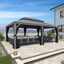 PURPLE LEAF Patio Gazebo for Backyard Hardtop Galvanized Steel Frame with Upgrade Curtain Light Grey