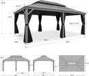 PURPLE LEAF Patio Gazebo for Backyard Hardtop Galvanized Steel Frame with Upgrade Curtain Light Grey