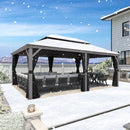 PURPLE LEAF Patio Gazebo for Backyard Hardtop Galvanized Steel Frame with Upgrade Curtain Light Grey