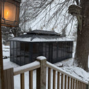 PURPLE LEAF Sunroom Hardtop Gazebo Solarium Grey Galvanized Steel Double Roof All-Weather Aluminum Outdoor Screen House