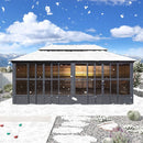 PURPLE LEAF Sunroom Hardtop Gazebo Solarium Grey Galvanized Steel Double Roof All-Weather Aluminum Outdoor Screen House