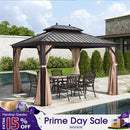 PURPLE LEAF Outdoor Hardtop Gazebo for Garden Bronze Double Roof Aluminum Frame Pavilion