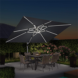 black rectangular patio umbrella canada Treasure Garden AG25TSQR - 10 ft. tall Square Cantilever capacity base with 8 wheels (water/sand fillable) Rectangular Patio Umbrella - Large