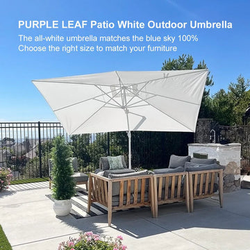 calgary patio umbrellas PURPLE LEAF White Outdoor Patio Umbrella Economical Large Patio Umbrellas