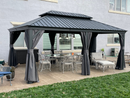 PURPLE LEAF Patio Gazebo for Backyard Grey Hardtop Galvanized Steel Roof Awning with Upgrade Curtain