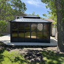 PURPLE LEAF Sunroom Hardtop Gazebo Solarium Grey Galvanized Steel Double Roof All-Weather Aluminum Outdoor Screen House