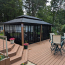 PURPLE LEAF Patio Hardtop Gazebo Double Galvanized Roof Outdoor Screen House Aluminum Solarium Backyard Sunroom