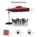 PURPLE LEAF Square Cantilever Umbrella with Base, Outdoor Umbrellas with Lights